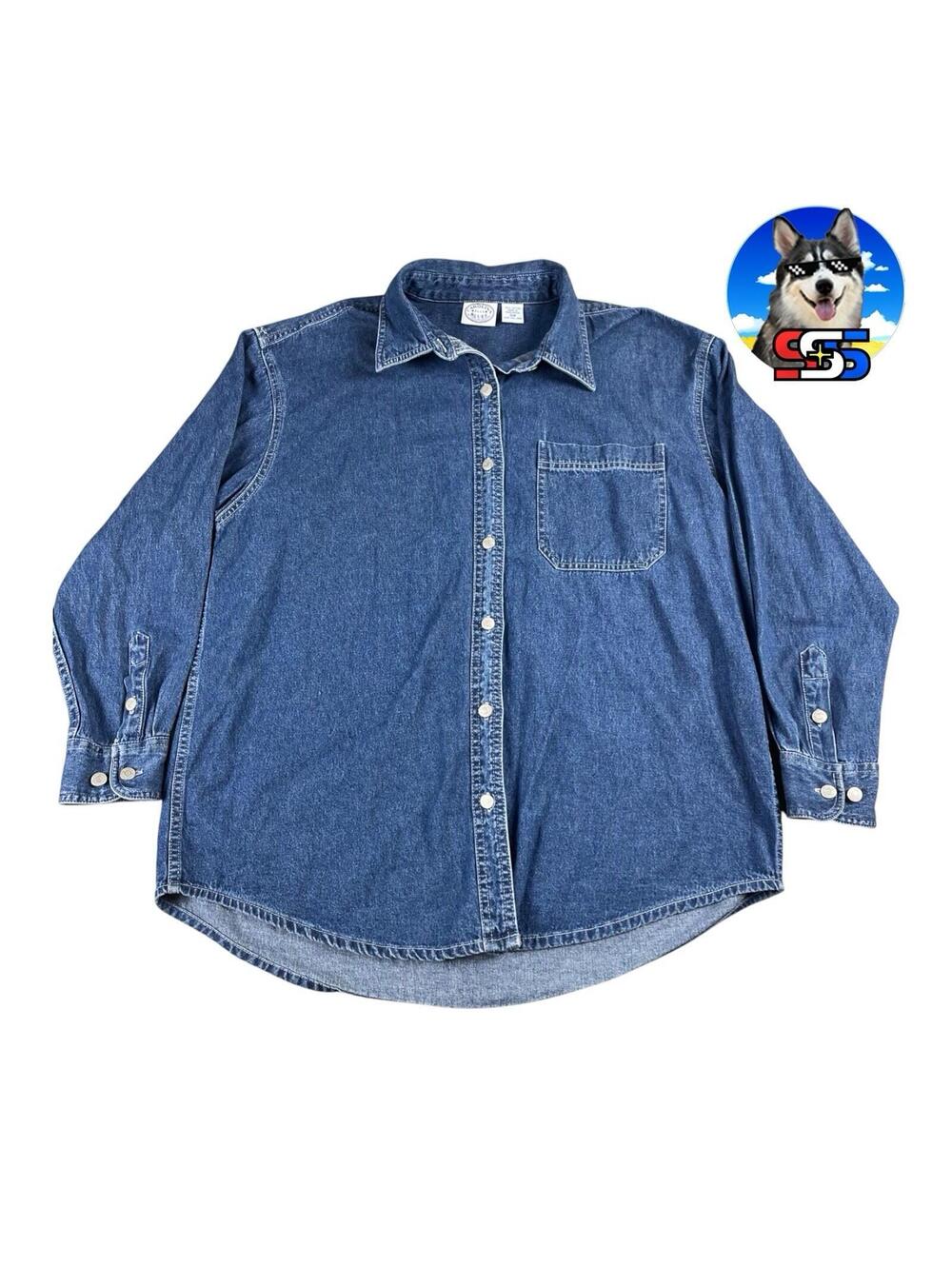 VTG 90's Carolina Blues Plus Denim Jacket Shirtjac S Women's 16 W Blue Jean